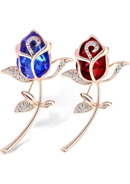 Kırmızı Stil Avrupa ve Amerikan Moda Bayan Gül Broş Şal Tokası Giyim Pin Takı - E-Ticaret (Yurt Dışından)
