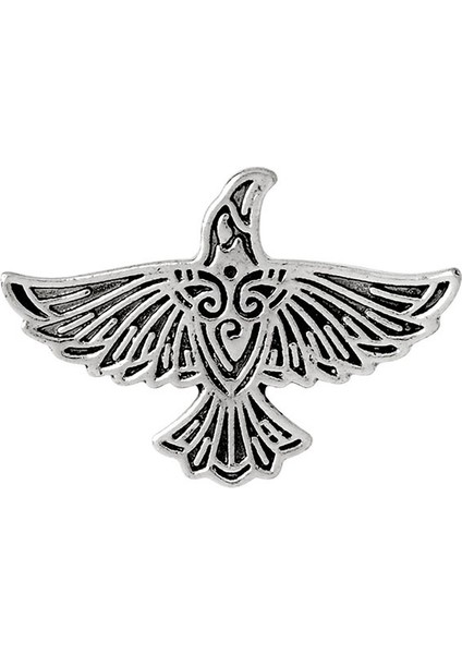 Gümüş Tarzı No.2 Boyutu Erkekler Için Viking Uçan Rave Norse Karga Broş Vintage Hayvan Düğme Rozeti Kazak Palto Yaka Broşları (Yurt Dışından)