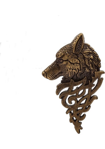 Bronz Tarzı Retro Nordic Hediye Gömlek Aksesuar Siyah Bronz Metal Viking Rozeti Broş Kurt Başı (Yurt Dışından)