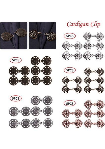 Bakır Tarzı 5 Adet Tip 2 5 Çift Pelerin Tokası Dikişli Kanca ve Göz Kartigan Klipsi Için Cheongsam Kartigan Pelerin (Yurt Dışından)