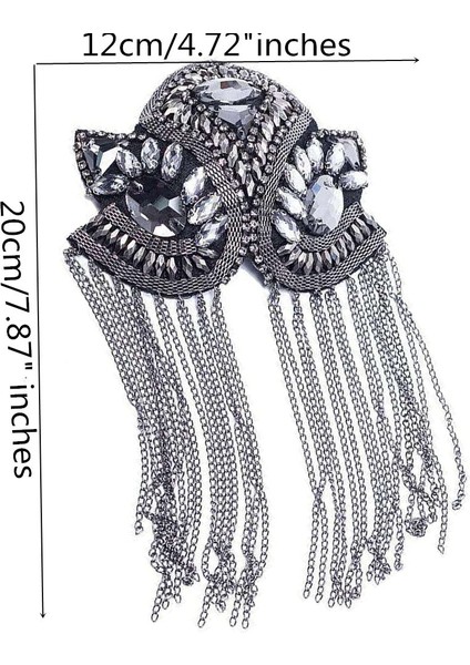 Mavi & Sarı Tarzı Ceket Omuz Boncuklu Püskül Zincir Takım Epaulet Punk Fringe Taşlı Omuz Rozeti 2 Parça (Yurt Dışından)