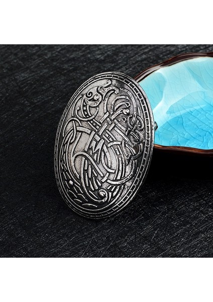 Gümüş Tarzı Antika Gümüş Bronz Sanat Çağı Oval Viking Broş Kaplumbağa Fibula Amulet Isveç Fibula Takı Talisman (Yurt Dışından)