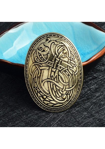 Gümüş Tarzı Antika Gümüş Bronz Sanat Çağı Oval Viking Broş Kaplumbağa Fibula Amulet Isveç Fibula Takı Talisman (Yurt Dışından)