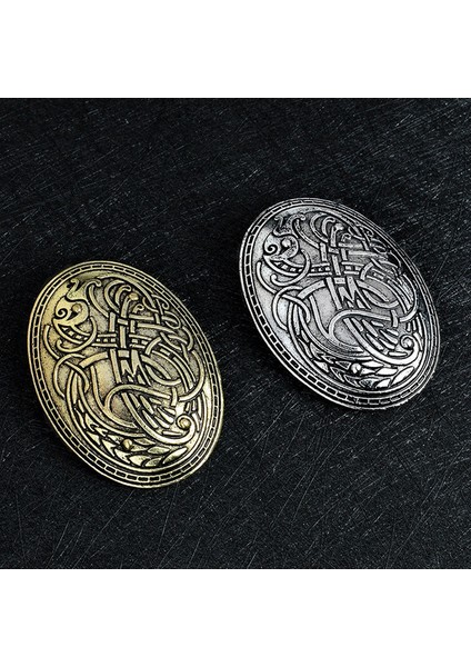 Gümüş Tarzı Antika Gümüş Bronz Sanat Çağı Oval Viking Broş Kaplumbağa Fibula Amulet Isveç Fibula Takı Talisman (Yurt Dışından)