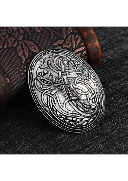 Gümüş Tarzı Antika Gümüş Bronz Sanat Çağı Oval Viking Broş Kaplumbağa Fibula Amulet Isveç Fibula Takı Talisman (Yurt Dışından)