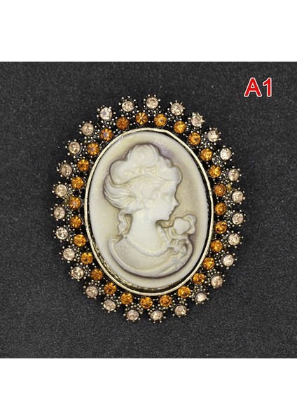 A1 Kadınlar Için Vintage Broşlar ile Kristal Taşlı Kraliçe Güzelliği Cameo Broş - Mücevherat Mağazası (Yurt Dışından)