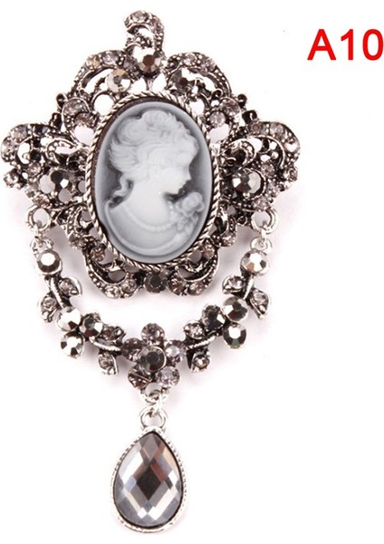 A1 Kadınlar Için Vintage Broşlar ile Kristal Taşlı Kraliçe Güzelliği Cameo Broş - Mücevherat Mağazası (Yurt Dışından) modelleri