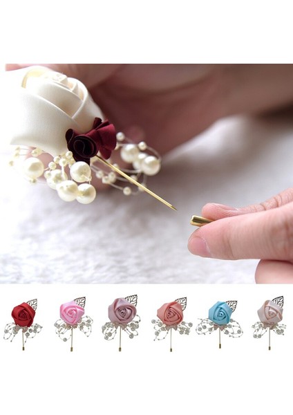 Pembe Tarzı 1 Adet Düğün Boutonniere Yapay Çiçek Korsaj Töreni Çiçek Broş Gelin Incili Boncuklu Çok Renkli (Yurt Dışından)
