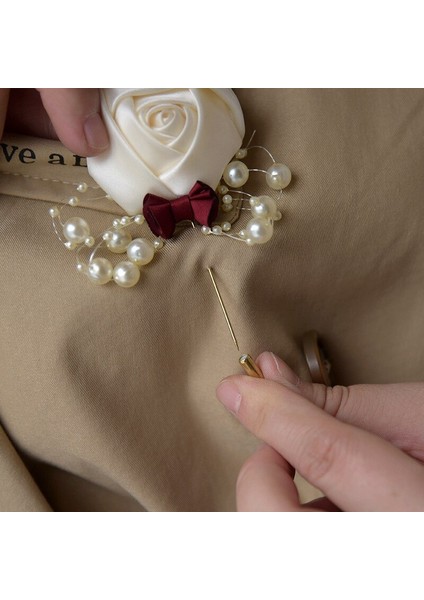 Pembe Tarzı 1 Adet Düğün Boutonniere Yapay Çiçek Korsaj Töreni Çiçek Broş Gelin Incili Boncuklu Çok Renkli (Yurt Dışından)