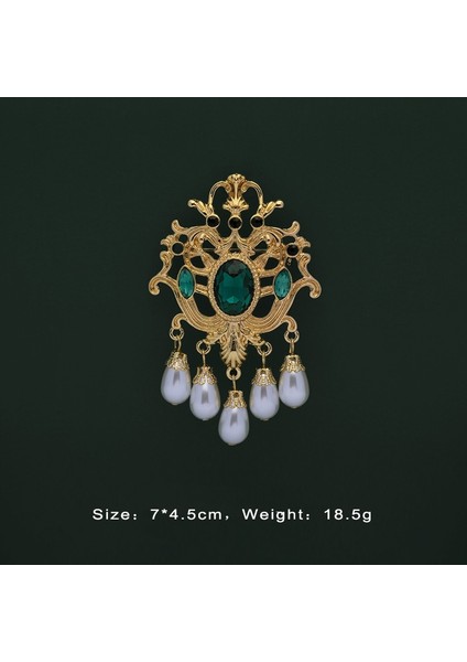 B7 Kadın Takıları Için Barok Vintage Altın Renkli Kristal Inci Broşlar Takılar Için Kare Hollow Geometrik Broş Yaka (Yurt Dışından)