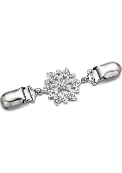Kar Tanesi Gümüş Kadınlar Için Güzel Hırka Klipsi- Kazak Şal Eşarp Klipsi- Elbise Bluz Için Mini Kristal Kemer- Ceketler Için Fermuar Kapanışlı (Yurt Dışından)