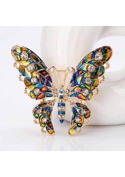 Zarif Aksesuar Taşlı Renkli Papyon Broş Metal Broş Moda Takı Kadın Hediye (Yurt Dışından)