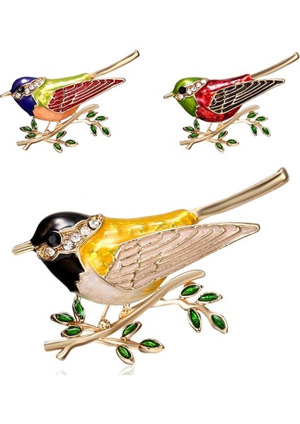 Siyah Stil Popüler Taşlı Emaye Oriole Kuş Broşları Erkek Kadın Alaşım Kuş Dalı Broşu Elbise Davet Broşu Hediye (Yurt Dışından)