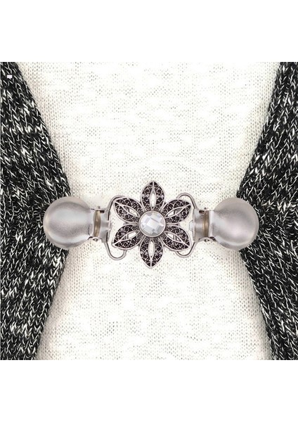 Şal Bağlama Eşarp Tokası Kristal Çiçek Şal Klips Kadın Broşlar Vintage Stil Süs Klipsi (Yurt Dışından)