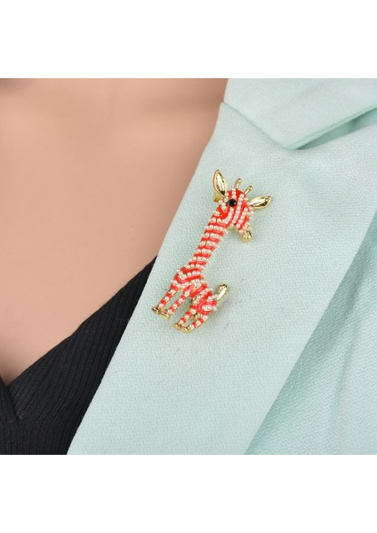 Beyaz Stil Kadın Kız Giyim Aksesuarı Dekorasyon Hayvan Broş Tam Pearl Zürafa Alaşım Broş (Yurt Dışından) fırsatları