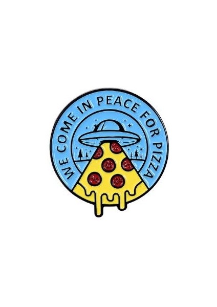 No.1 Boyutu Çizgi Film Pizza Gezegeni Emaye Broş Ufo Evren Pızza Için Barış Için Geldik Eğlenceli Yiyecek Rozetler Kıyafet Dekoratif Pim (Yurt Dışından)