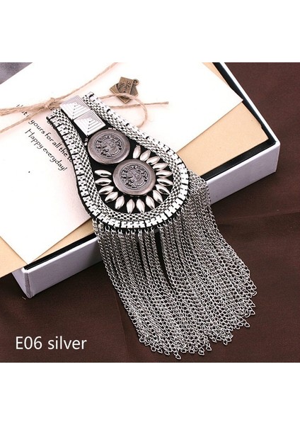 E06 Gümüş 1 Çift Metal Püsküllü Vintage Epaulet Omuz Tahtası Marka Broş Şık Kostüm Epaulet Punk (Yurt Dışından)