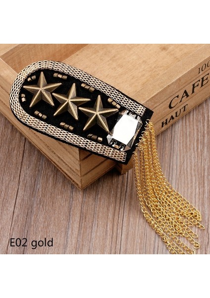 E06 Gümüş 1 Çift Metal Püsküllü Vintage Epaulet Omuz Tahtası Marka Broş Şık Kostüm Epaulet Punk (Yurt Dışından)