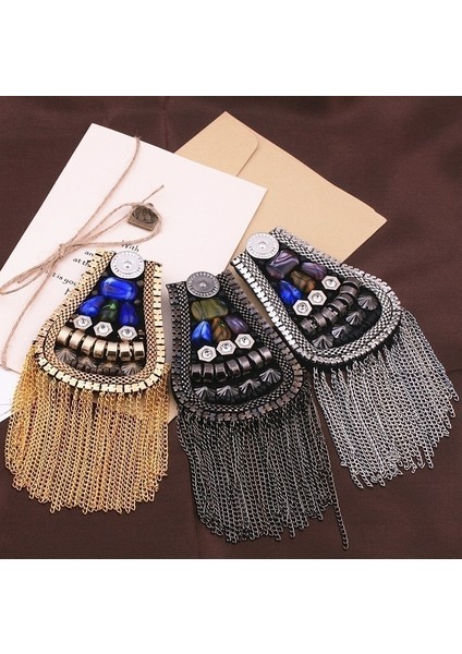 E06 Gümüş 1 Çift Metal Püsküllü Vintage Epaulet Omuz Tahtası Marka Broş Şık Kostüm Epaulet Punk (Yurt Dışından)