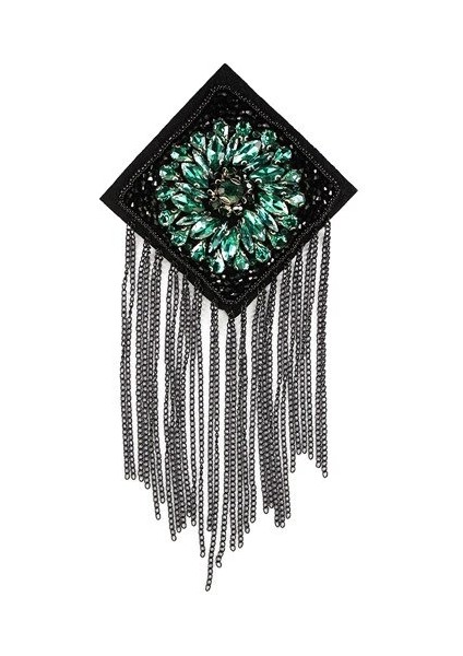 Pembe ve Kırmızı Tarzı Ceket Omuz Boncuklu Püskül Zincir Takım Epaulet Punk Fringe Taşlı Omuz Rozeti 2 Parça (Yurt Dışından)
