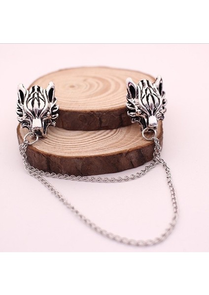 Gümüş Tarzı 1 Bilgisayar Gümüş Zincir Ejderha Kurt Kaplan Broş Yaka Ginkgo Biloba Papyon Pin Broş Erkek Püskül Zincir Broş Bijoux (Yurt Dışından)