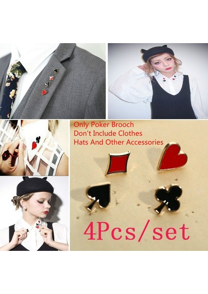 4 Adet/takım Unisex ve Moda Erkek Takı Alaşımlı Boutonniere Poker Şekilli Broş Yaka Iğnesi Kadınlar Kalp Maça Kulüp Komik Broşlar (Yurt Dışından) fiyatları