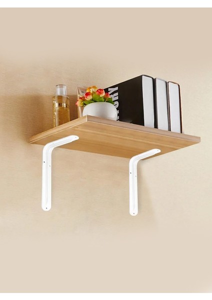 Raf Altı Ayak Raf Tutucu L Demir 13 x 18 cm Beyaz Montaj Aparatı (2 Adet)