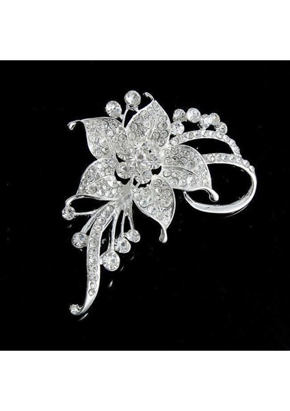 Zcm Yeni Çiçek Taşlı Kristal Diamante Broş Düğün Gelin Broş Hediye (Yurt Dışından)
