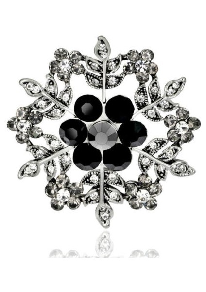 Siyah Stil Kadınlar Için Şık Çok Renkli Taşlı Kristal Broşlar - Trend Kar Tanesi Elegant Süsleme (Yurt Dışından)