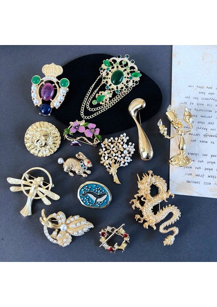 A9 Kadınlar Için Retro Ortaçağ Saray Broşları Vintage Pin Taşlı Broş Takıları Şık Tasarım Barok (Yurt Dışından)