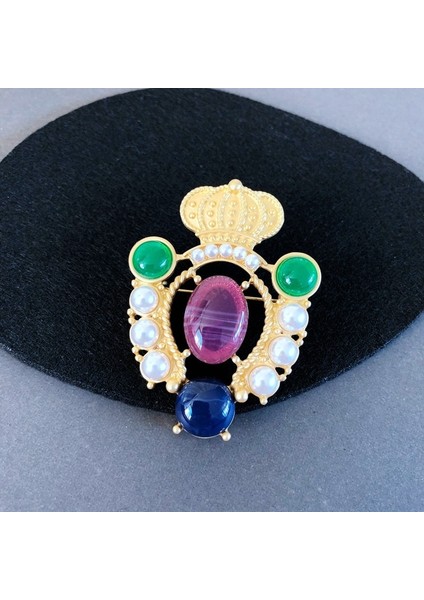 A9 Kadınlar Için Retro Ortaçağ Saray Broşları Vintage Pin Taşlı Broş Takıları Şık Tasarım Barok (Yurt Dışından)