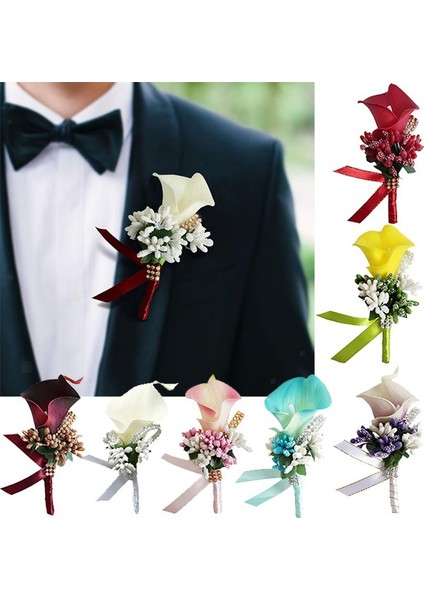 Mavi Stil Erkek Yaka Çiçeği Damatlıklar ve Smokinler Için Düğün Partisi Gelin Damat Damatlığı Takma Çiçek Broş Aksesuarları-30 (Yurt Dışından)