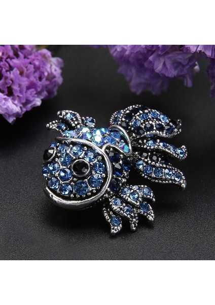 Parti Elbisesi Kadın Mavi Takı Kristal Balık Broş Alaşım ve Taşlı Japon Balığı Brooş Moda Şık Kadınlar Için (Yurt Dışından) fırsatları