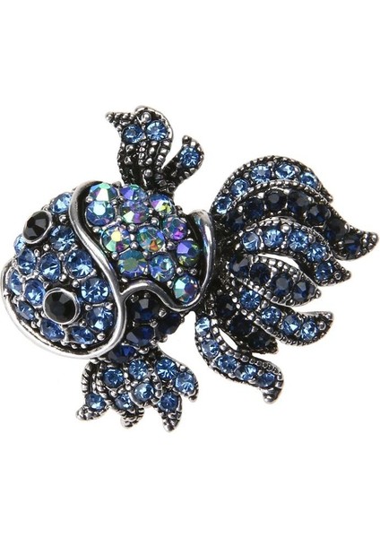 Parti Elbisesi Kadın Mavi Takı Kristal Balık Broş Alaşım ve Taşlı Japon Balığı Brooş Moda Şık Kadınlar Için (Yurt Dışından) indirimleri