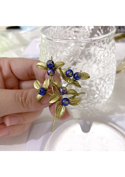 B4 Kadınlar Için Vintage Enamel Yeşil Renkli Bitki Inci Ağacı Lotus Yaprağı Yabanmersini Kiraz Çiçeği Bambu Broş Hediye Takı (Yurt Dışından)