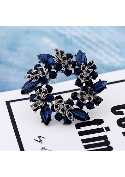 Mavi Stil Kadınlar Için Büyük Çiçekli Kristal Broş Moda Buketi Taşlı Broşlar ve Tokası Takı (Yurt Dışından)