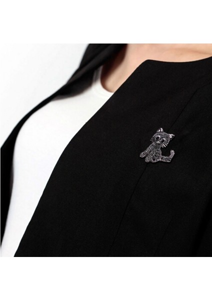 Gümüş Tarzı Kadın Kristal Kedi Pin Broş Sevimli Küçük Kedi Broş Takı Takım Şapka Klips Antik Gümüş (Yurt Dışından) fırsatları