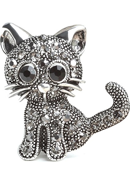 Gümüş Tarzı Kadın Kristal Kedi Pin Broş Sevimli Küçük Kedi Broş Takı Takım Şapka Klips Antik Gümüş (Yurt Dışından) indirimleri