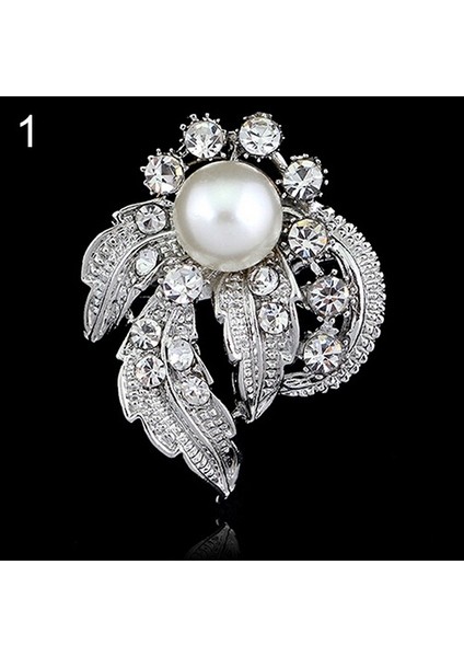 No.1 Boyutu Yeni Gelindik Lüks Buket Taşlı Kristal Broş Incili Çiçek Boulever (Yurt Dışından)