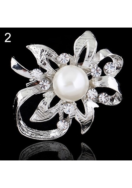 No.1 Boyutu Yeni Gelindik Lüks Buket Taşlı Kristal Broş Incili Çiçek Boulever (Yurt Dışından)