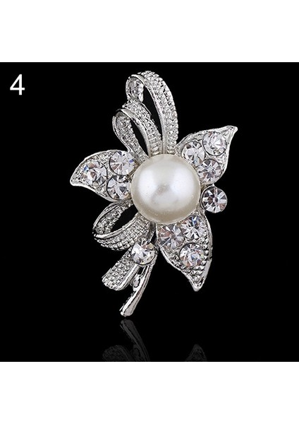 No.4 Boyutu Yeni Gelindik Lüks Buket Taşlı Kristal Broş Incili Çiçek Boulever (Yurt Dışından)
