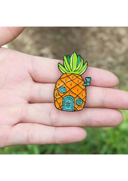 9 gr Bebek Bebek Hediyelik Eşya Için Süngerbob Ananas Kulübesi Casus Denim Rozeti Karikatür Süngerbob Sarı Ananas Ev Emaye Zain (Yurt Dışından)
