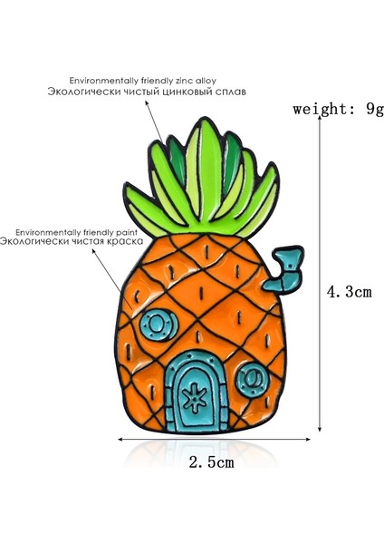 9 gr Bebek Bebek Hediyelik Eşya Için Süngerbob Ananas Kulübesi Casus Denim Rozeti Karikatür Süngerbob Sarı Ananas Ev Emaye Zain (Yurt Dışından)
