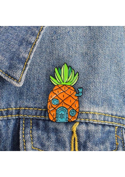 9 gr Bebek Bebek Hediyelik Eşya Için Süngerbob Ananas Kulübesi Casus Denim Rozeti Karikatür Süngerbob Sarı Ananas Ev Emaye Zain (Yurt Dışından)