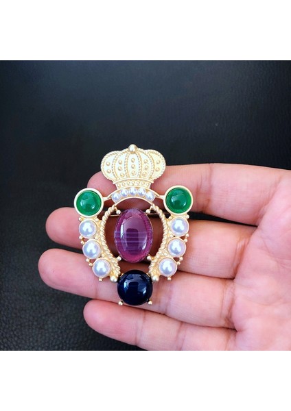 A12 Kadınlar Için Retro Ortaçağ Saray Broşları Vintage Pin Taşlı Broş Takıları Şık Tasarım Barok (Yurt Dışından)