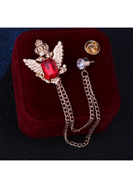 Gümüş Yeşili Yeni Vintage Metal Kartal Kanatlı Tassel Zincir Taşlı Broş Ceket Yaka Takı Hediye (Yurt Dışından)