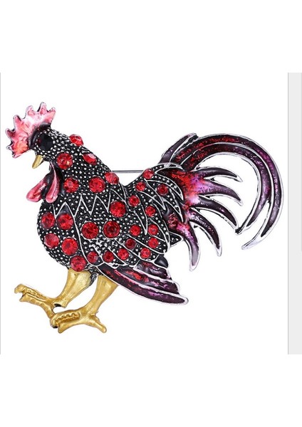 Turuncu Tarzı 1 Bilgisayar 2019 Yeni Trend Büyük Horoz Broş Renkli Kristal Taşlı Hayvan Broş Kadınlar Için Moda Broş Takı (Yurt Dışından) fırsatları