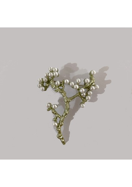 B12 Kadınlar Için Vintage Enamel Yeşil Renkli Bitki Inci Ağacı Lotus Yaprağı Yabanmersini Kiraz Çiçeği Bambu Broş Hediye Takı (Yurt Dışından)