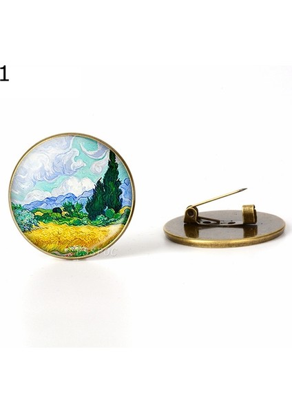 Bronz Tarzı No.6 Boyutu 2 Adet Van Gogh Yıldızlı Gece Broş Çanta Giyim Süsleme Van Gogh Ayçiçeği Broş Takı (Yurt Dışından)