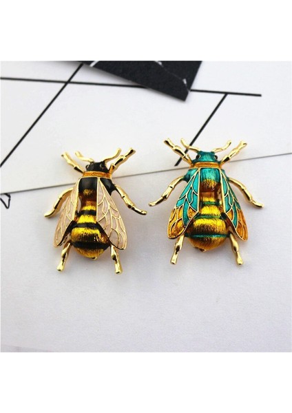 Yeşil Stil Kadın Alaşım Sarı Arı Böceği Broş Tatil Hediye Broş Banquet Pins - Email Bumblebee Brooches (Yurt Dışından) modelleri